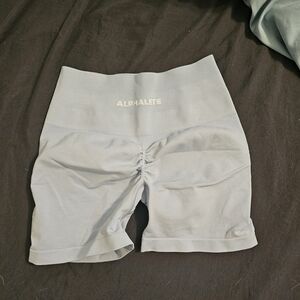 Alphalete Light Blue High-Waist Amplify Shorts